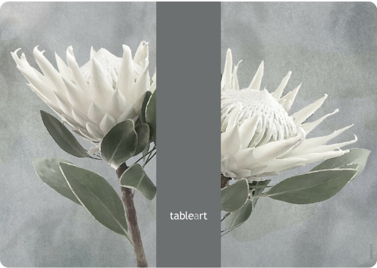 Reusable rectangle placemats: Double White King Protea