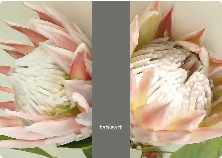 Reusable rectangle placemats: King Protea (pink)